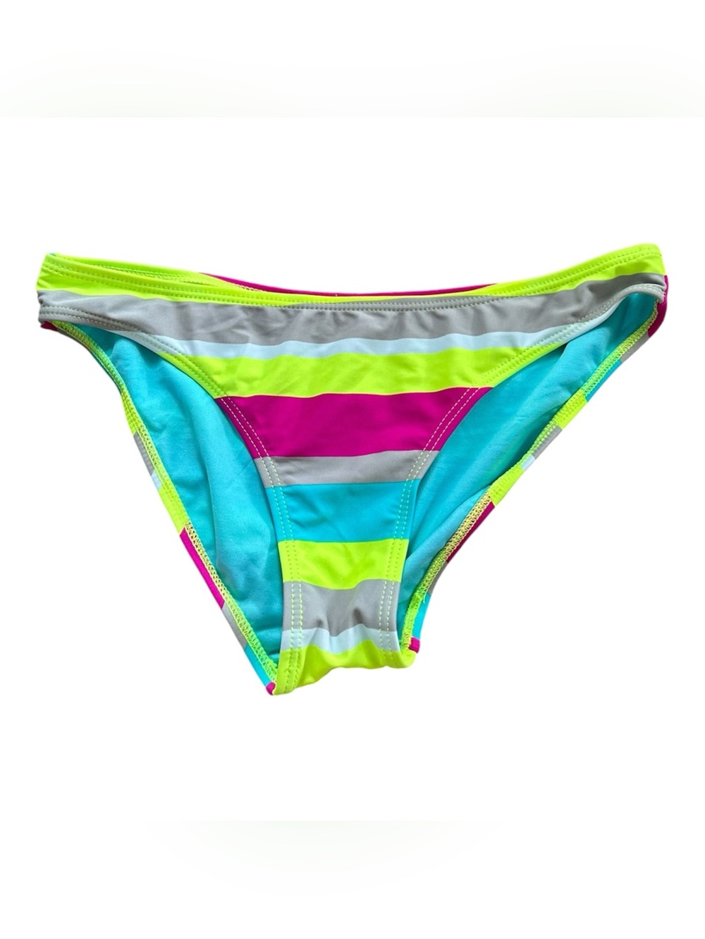 🆕Gossip Neon Yellow Teal Pink Striped Swim Bottoms